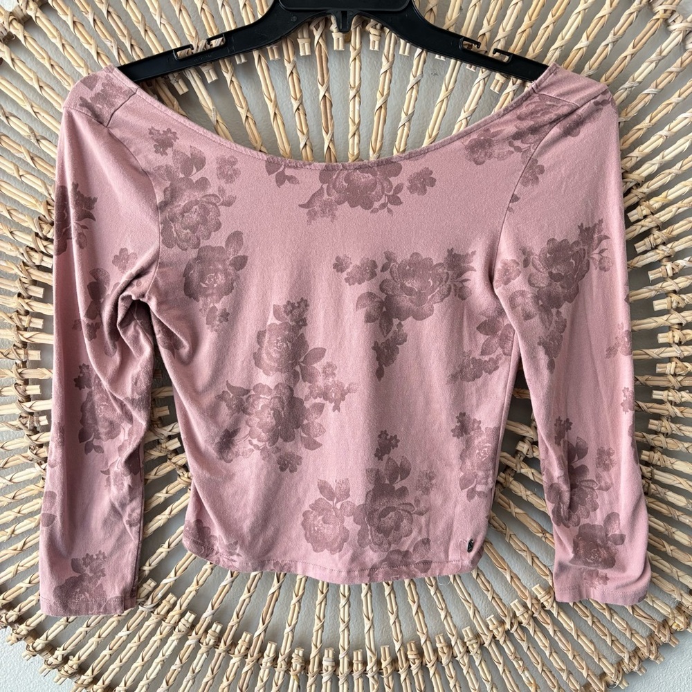 AEO Floral Pink Women's scoop back fitted crop